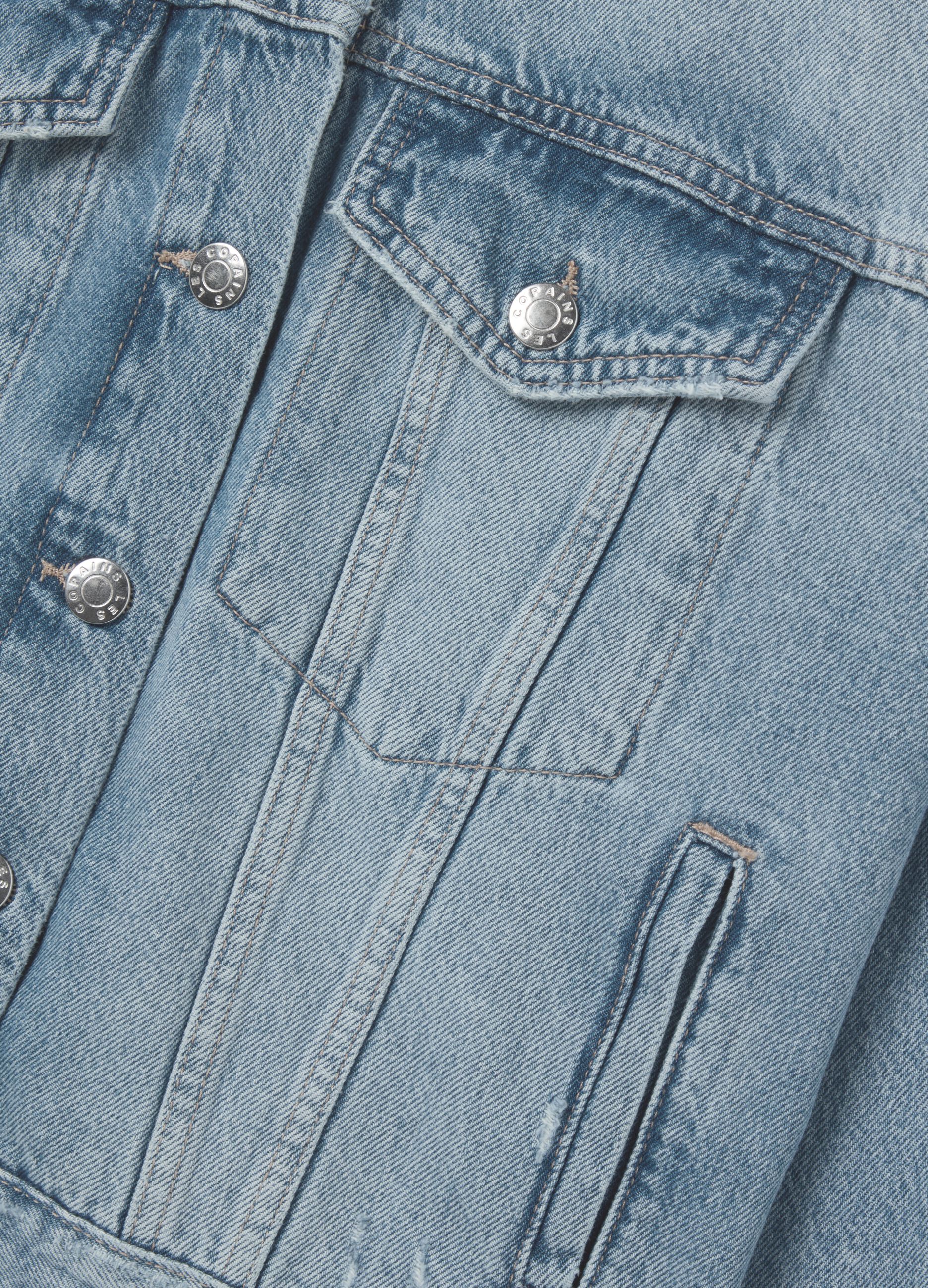 Giacca corta in denim acid wash