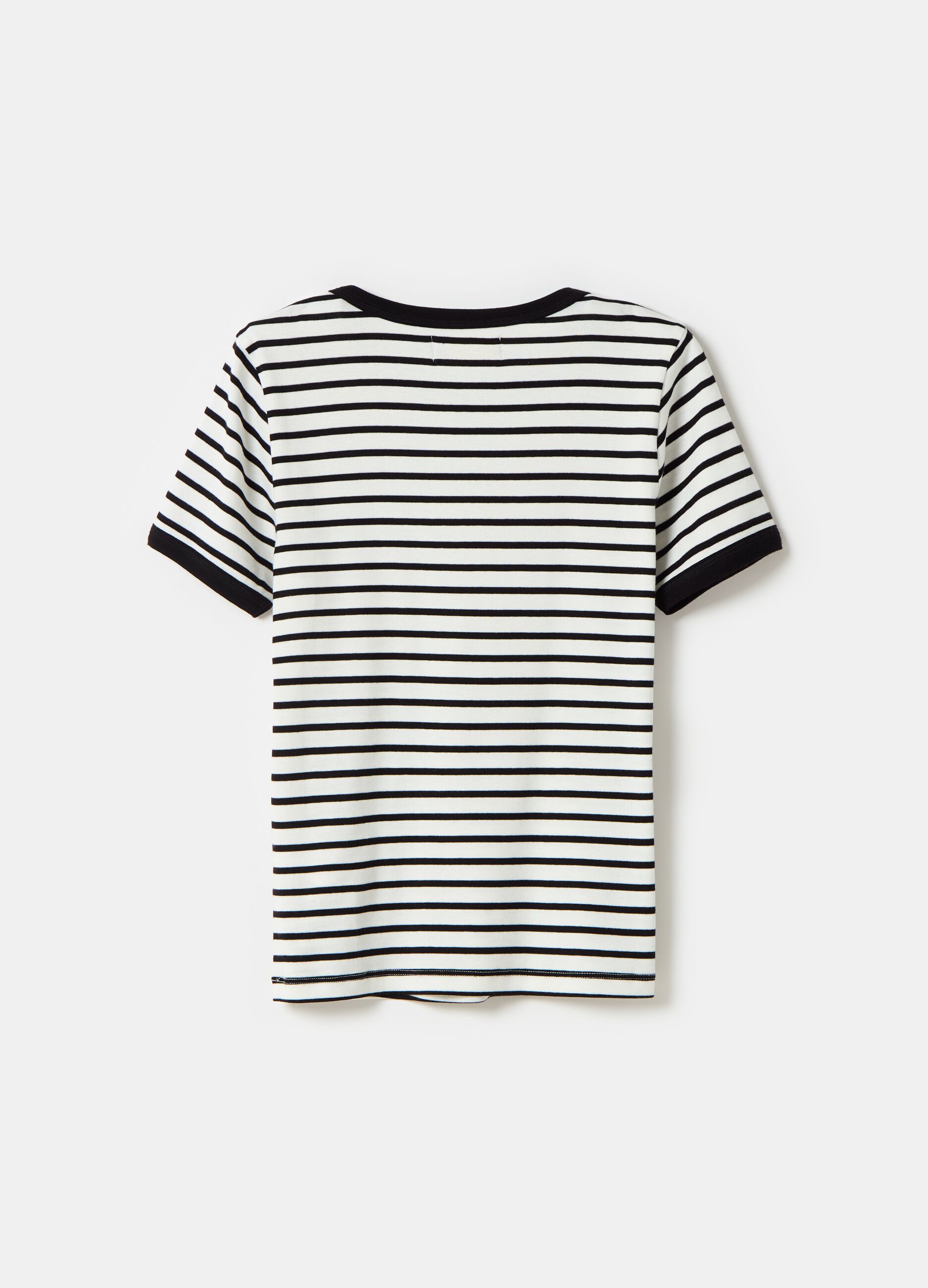 T-shirt a righe in cotone stretch