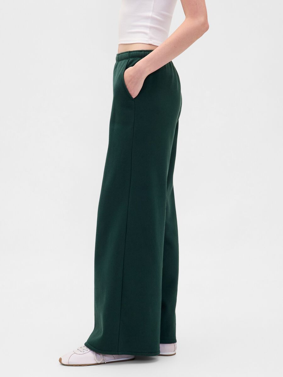 Green Palazzo Trousers in Cotton and Polyester Blend_3
