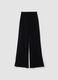 Pantaloni flare neri in viscosa elasticizzata con strass_0