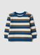 Ivory, navy and tobacco-brown pure cotton crew-neck sweatshirt_0