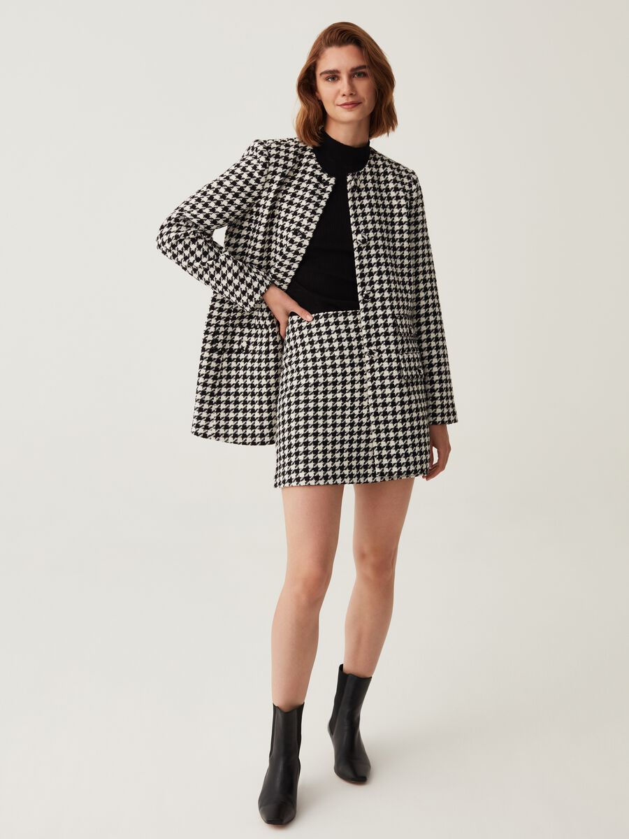 Minigonna in tweed fantasia pied de poule_0