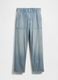Regular fit azure pure cotton baggy jeans with five pockets_4