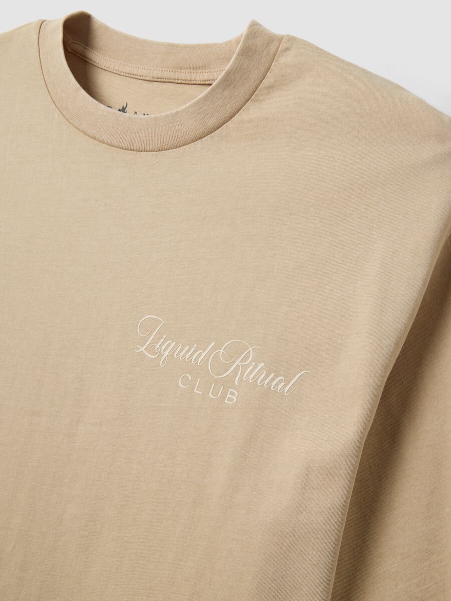 Beige short-sleeve pure cotton T-shirt_1