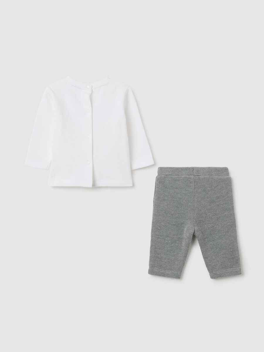 Set da neonata in puro cotone bianco e grigio_1