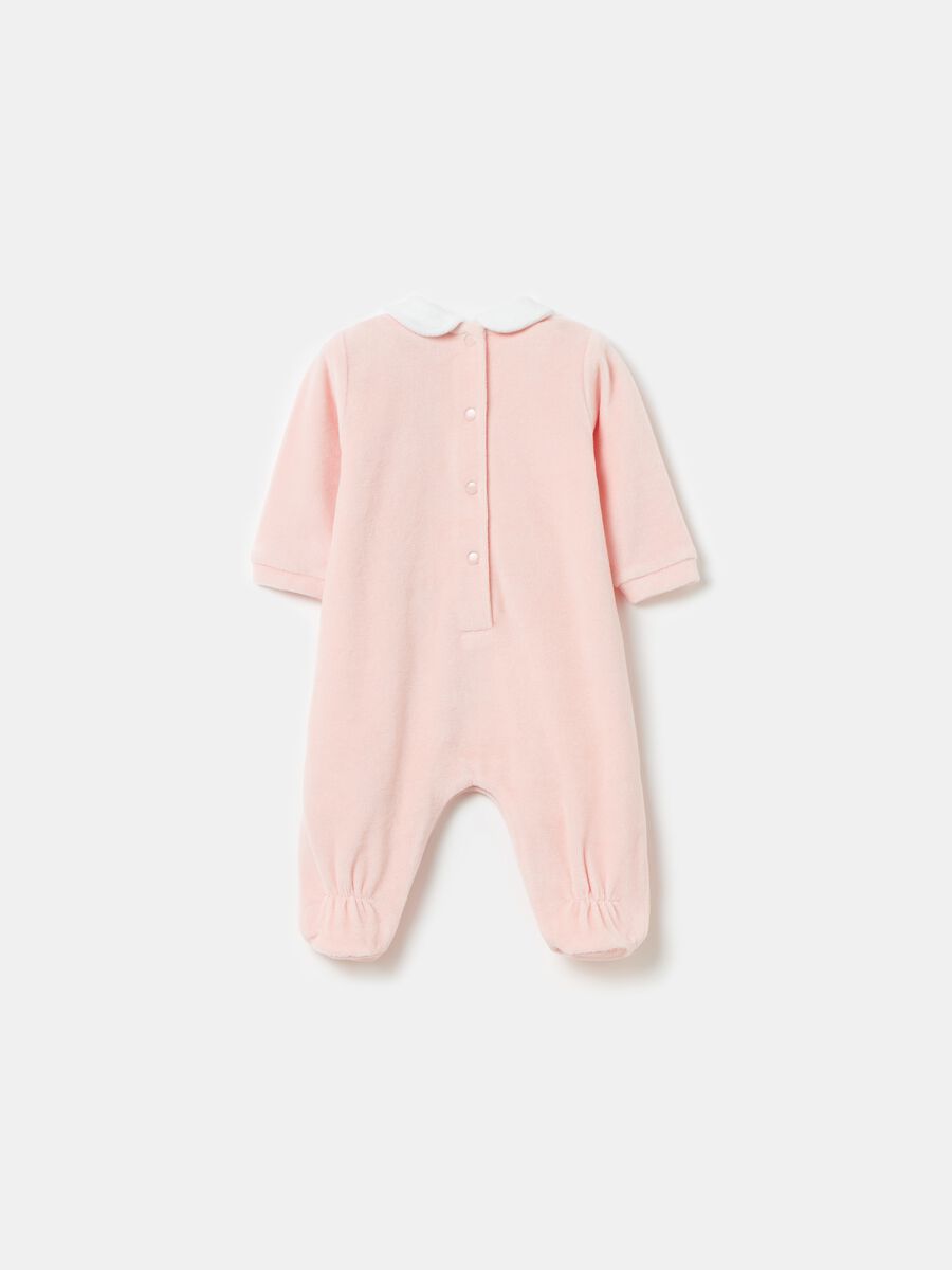 Velour onesie with animal print embroidery_1