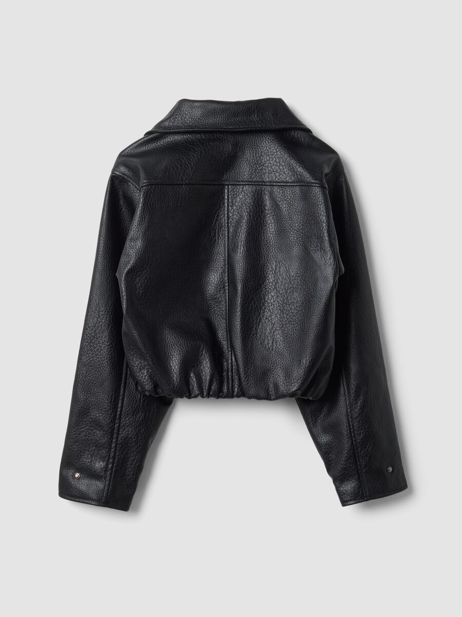 Oversized Faux Leather Jacket Black_7