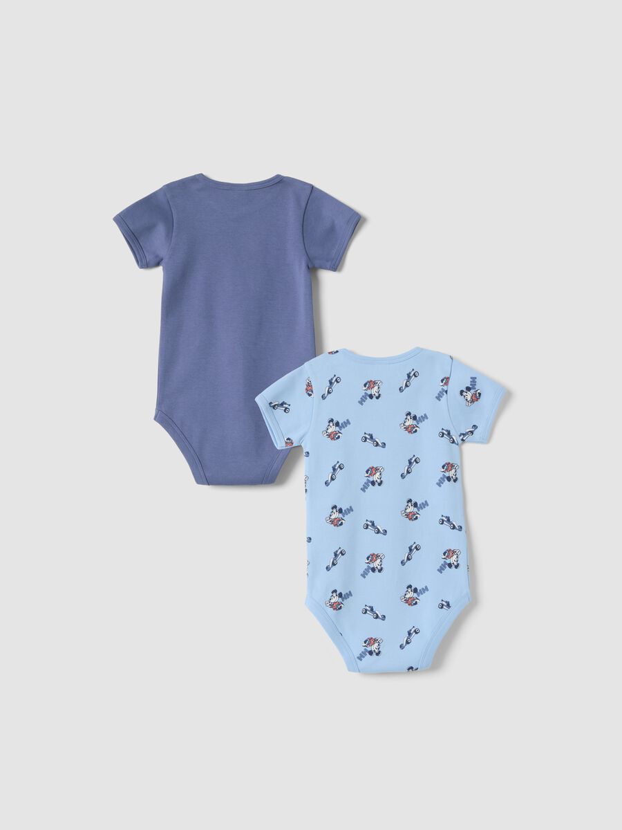 2-pack baby blue organic cotton bodysuits with Mickey print_1