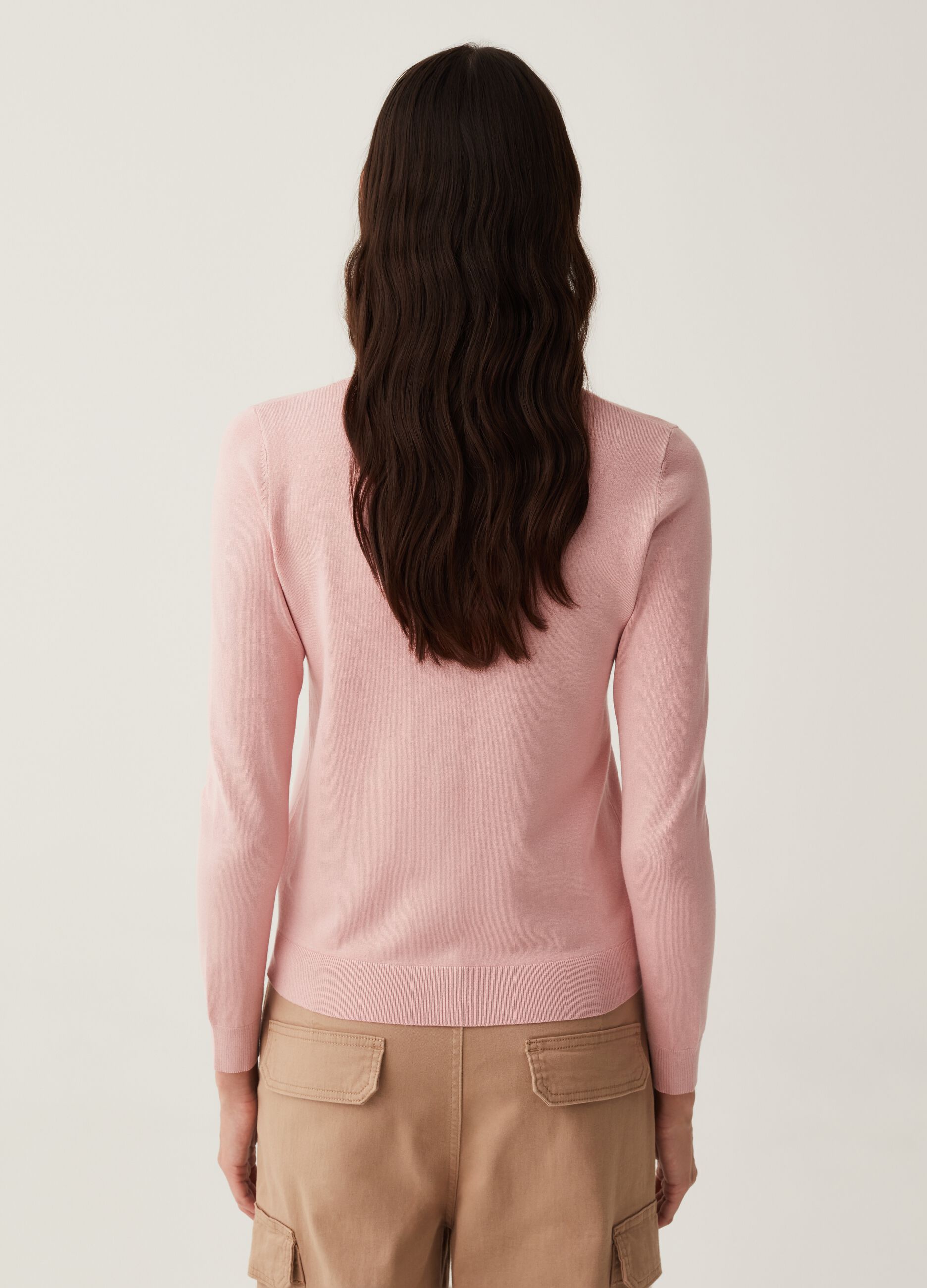 Cardigan girocollo tinta unita_2