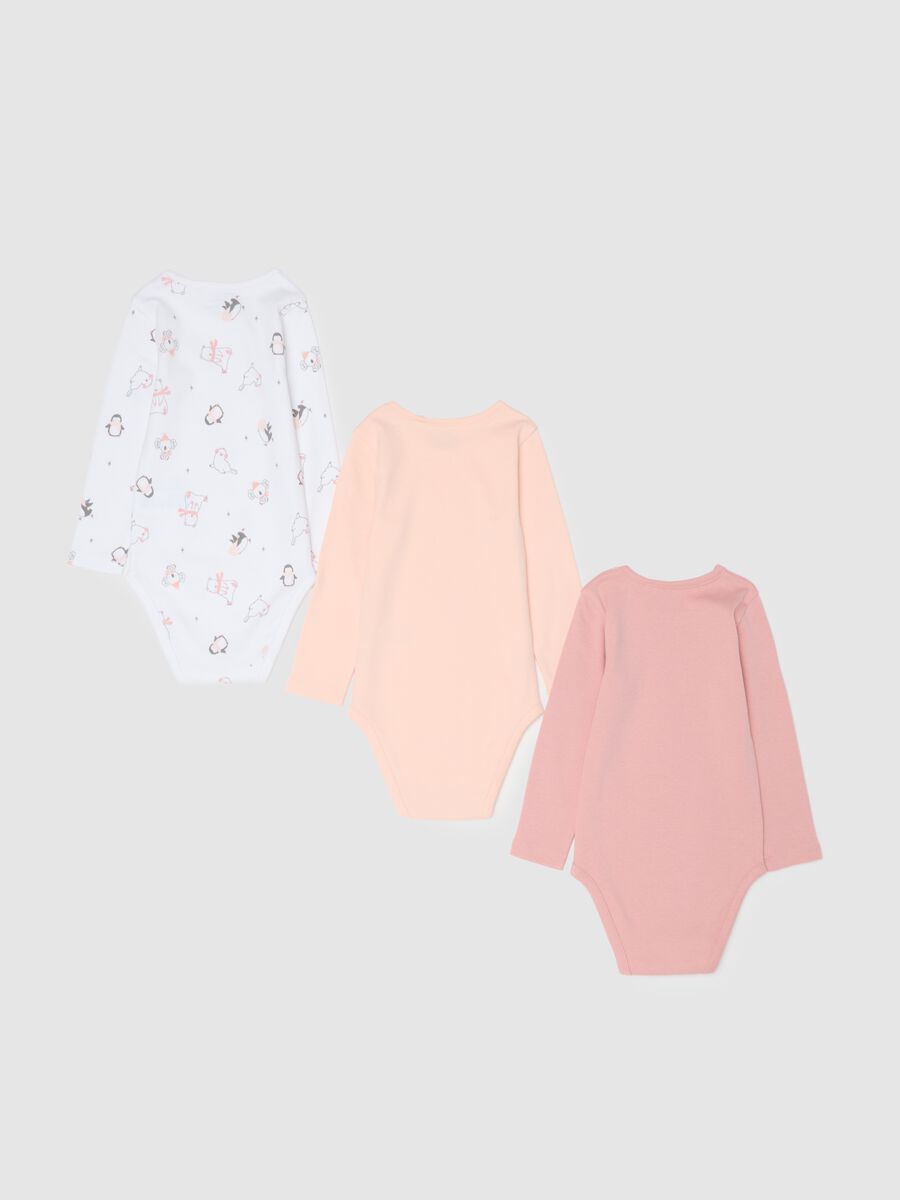 Multicoloured newborn long-sleeve cotton bodysuit set_1