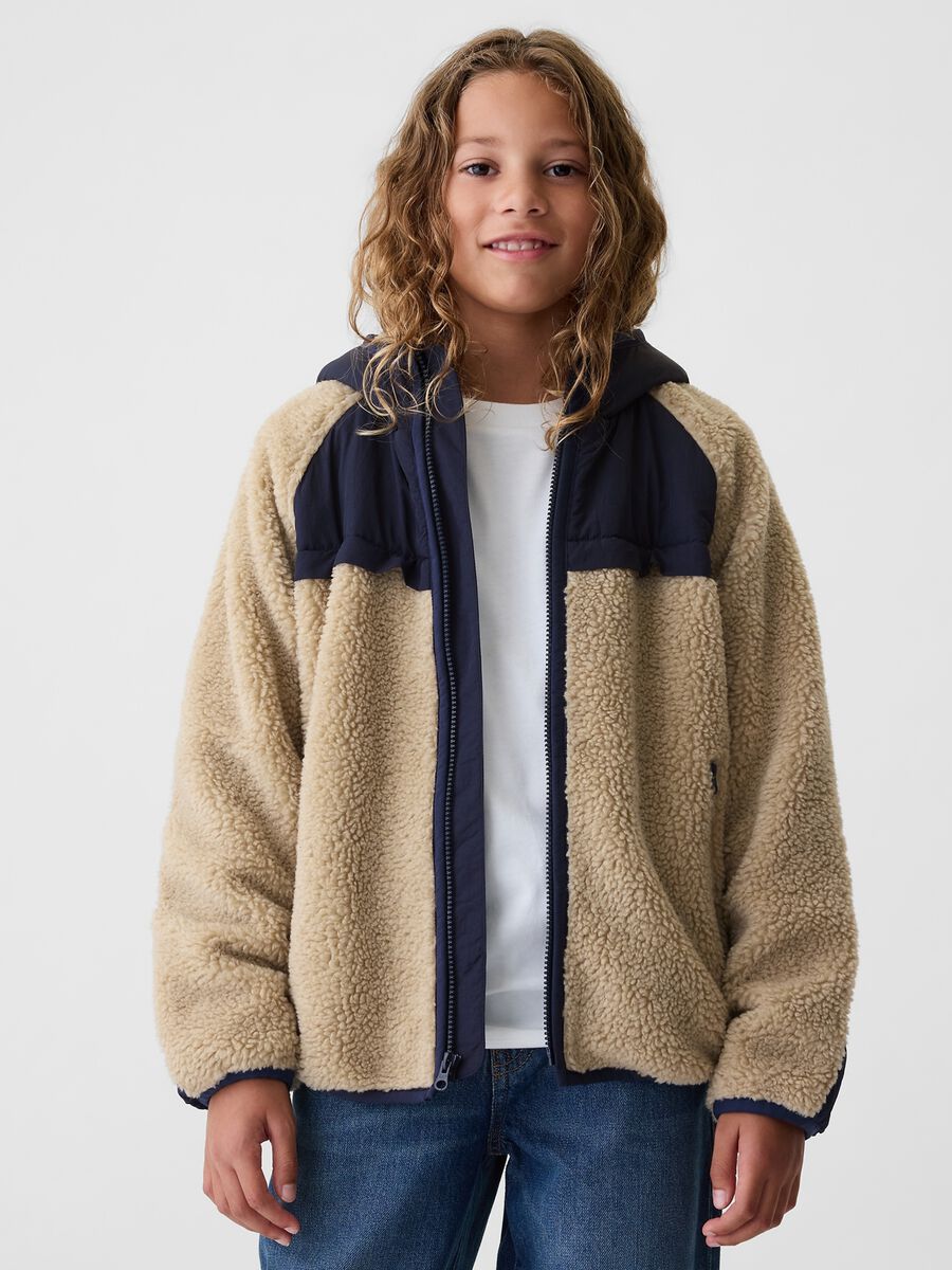 Giacca in sherpa con cappuccio_0