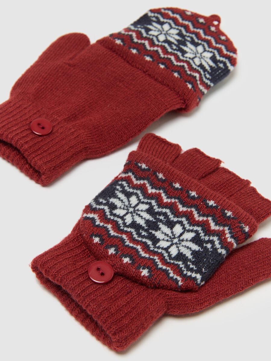 Children's Red Gloves with Snowflakes_1