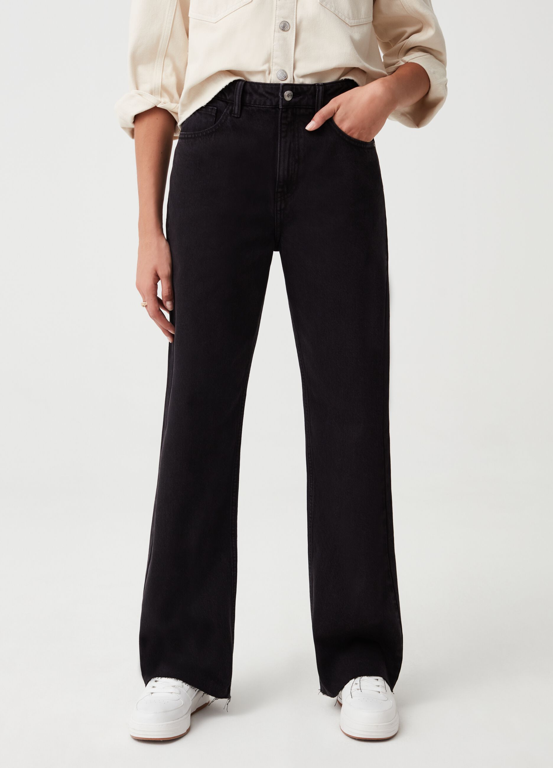 Jeans wide leg Baby Angel Nero da Donna OVS