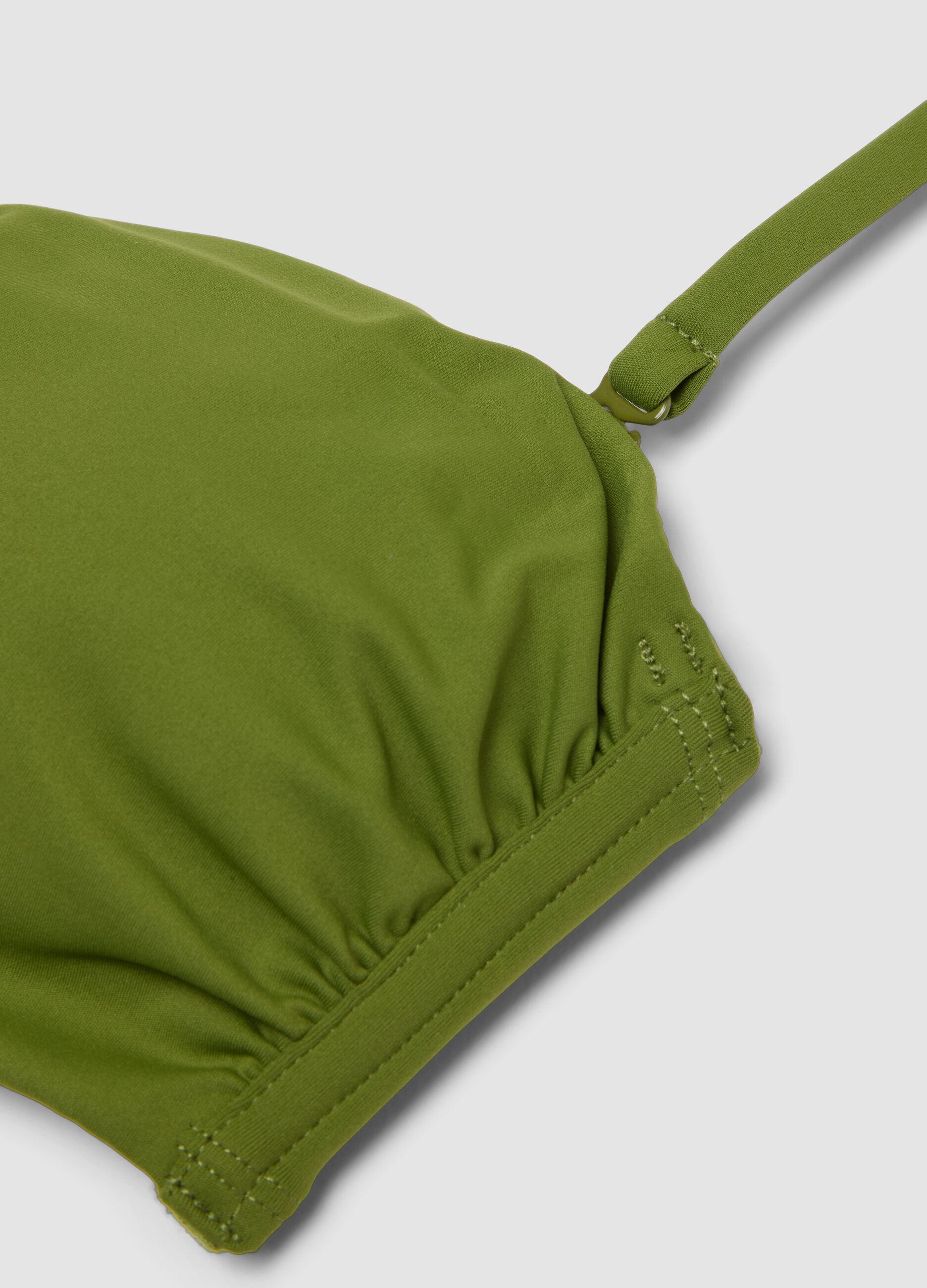 Green bandeau bikini top in stretch fabric