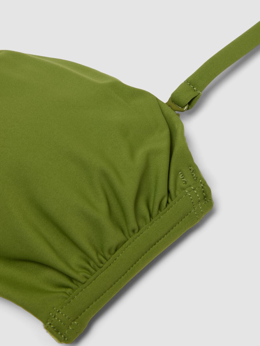 Green bandeau bikini top in stretch fabric_5