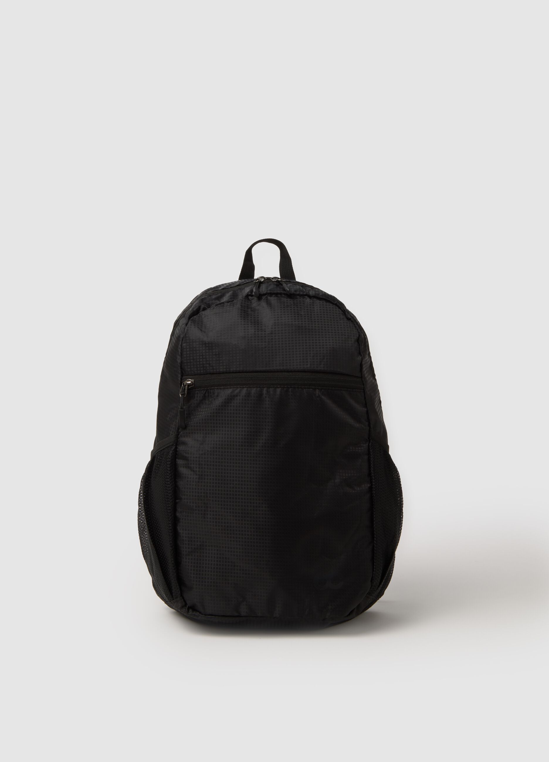 Black backpack with front pocket