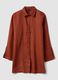 Camicia lunga in puro lino rosso oversize fit_0