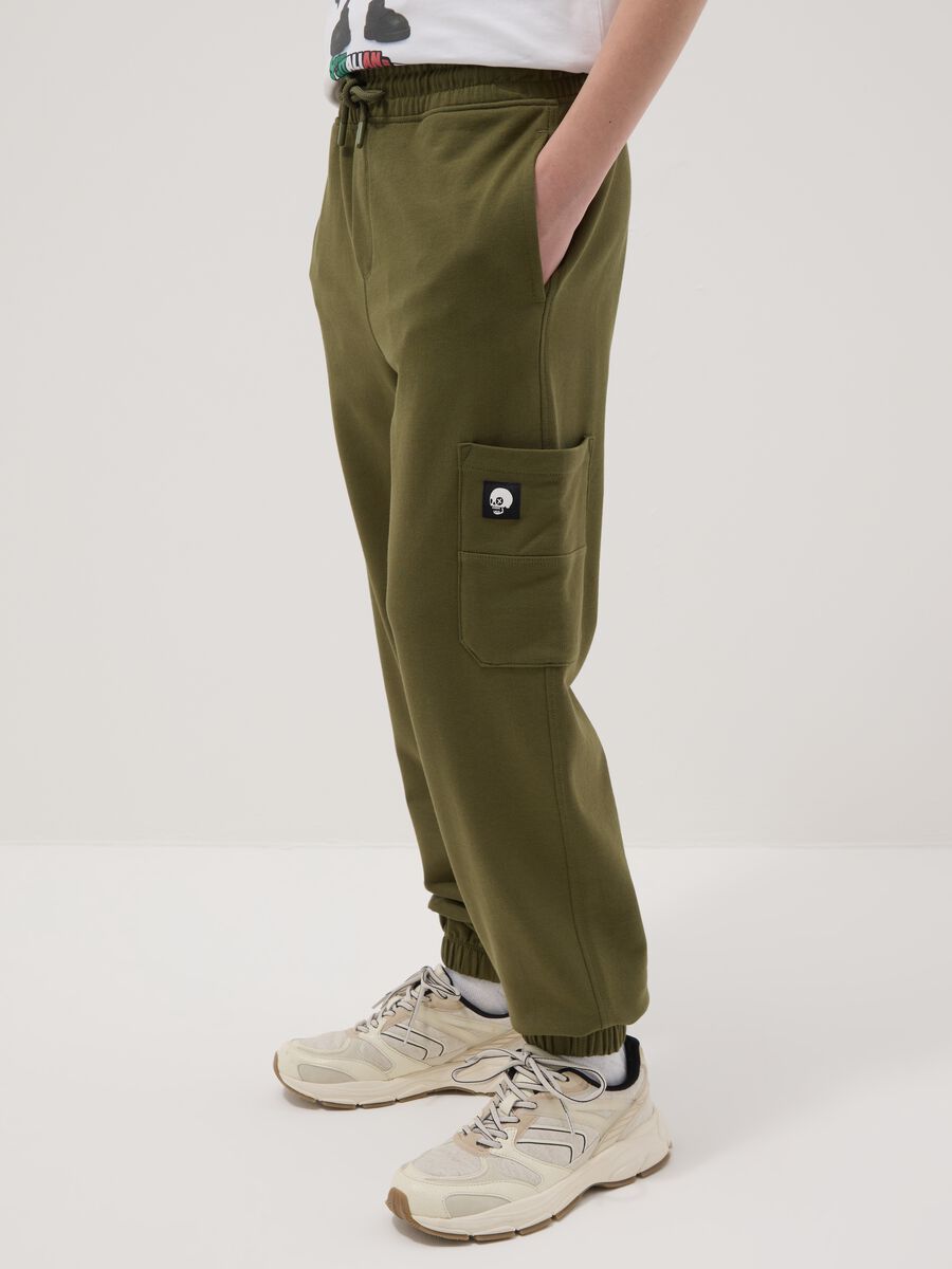 Boys' green pure cotton jogger trousers regular fit_1