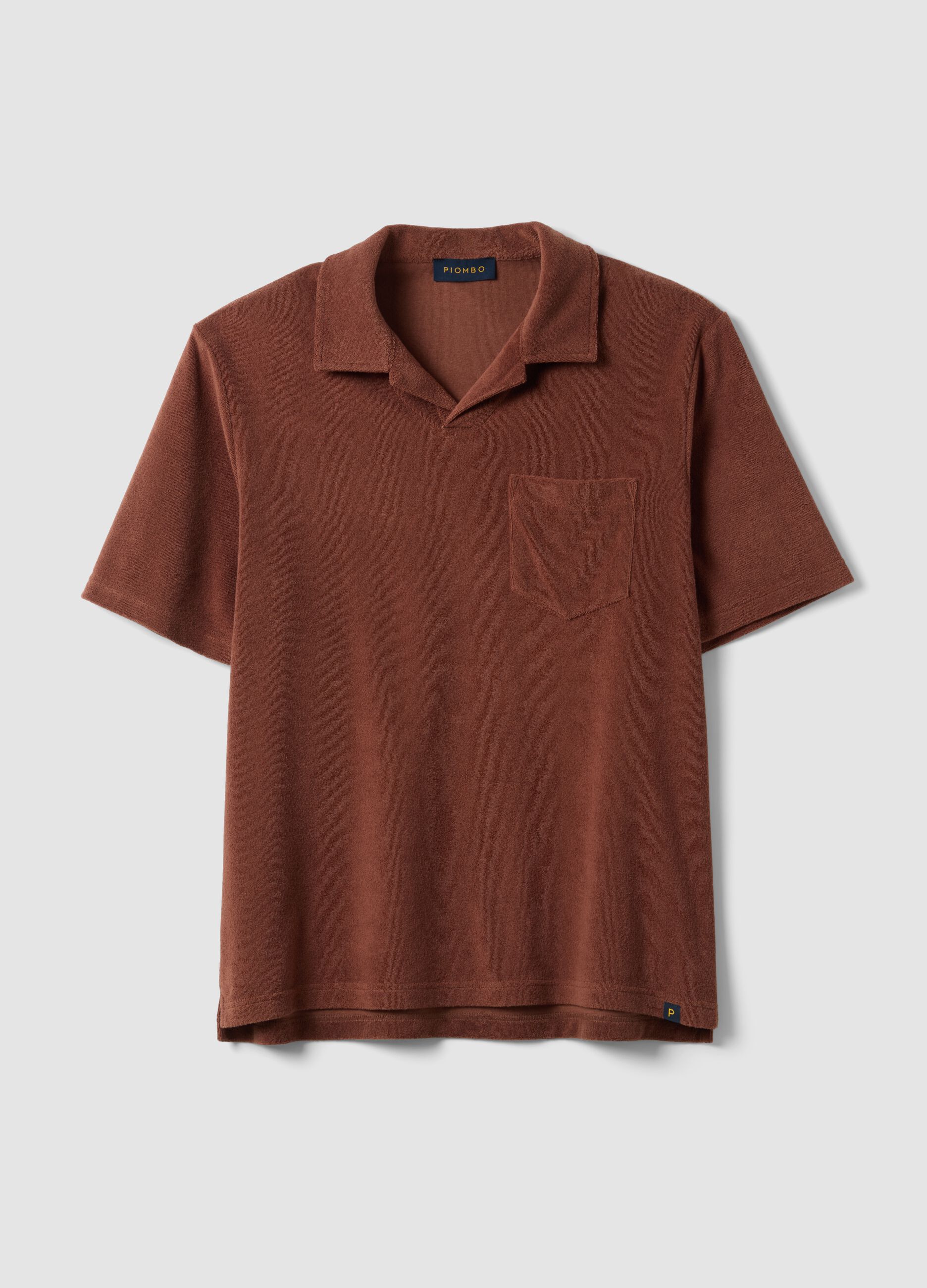 Brown short-sleeve cotton-blend polo shirt