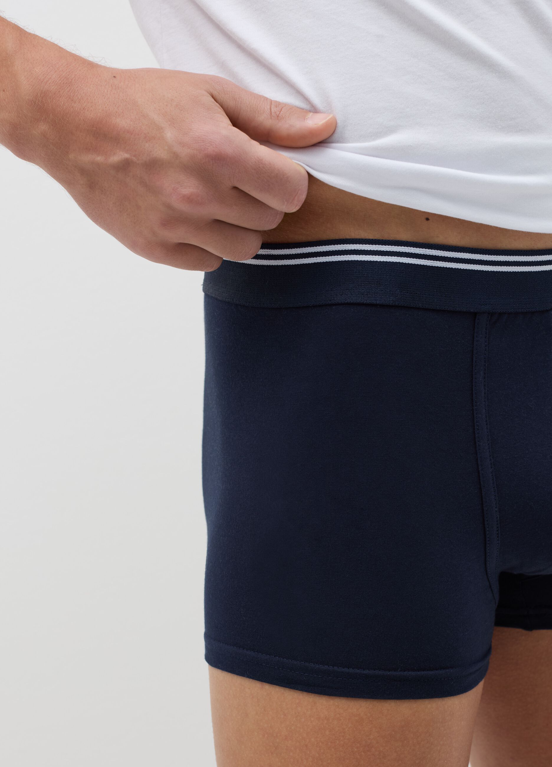 Three-pack boxer shorts in stretch cotton with striped detail