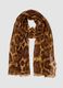 Brown wool-blend scarf with animal print_0