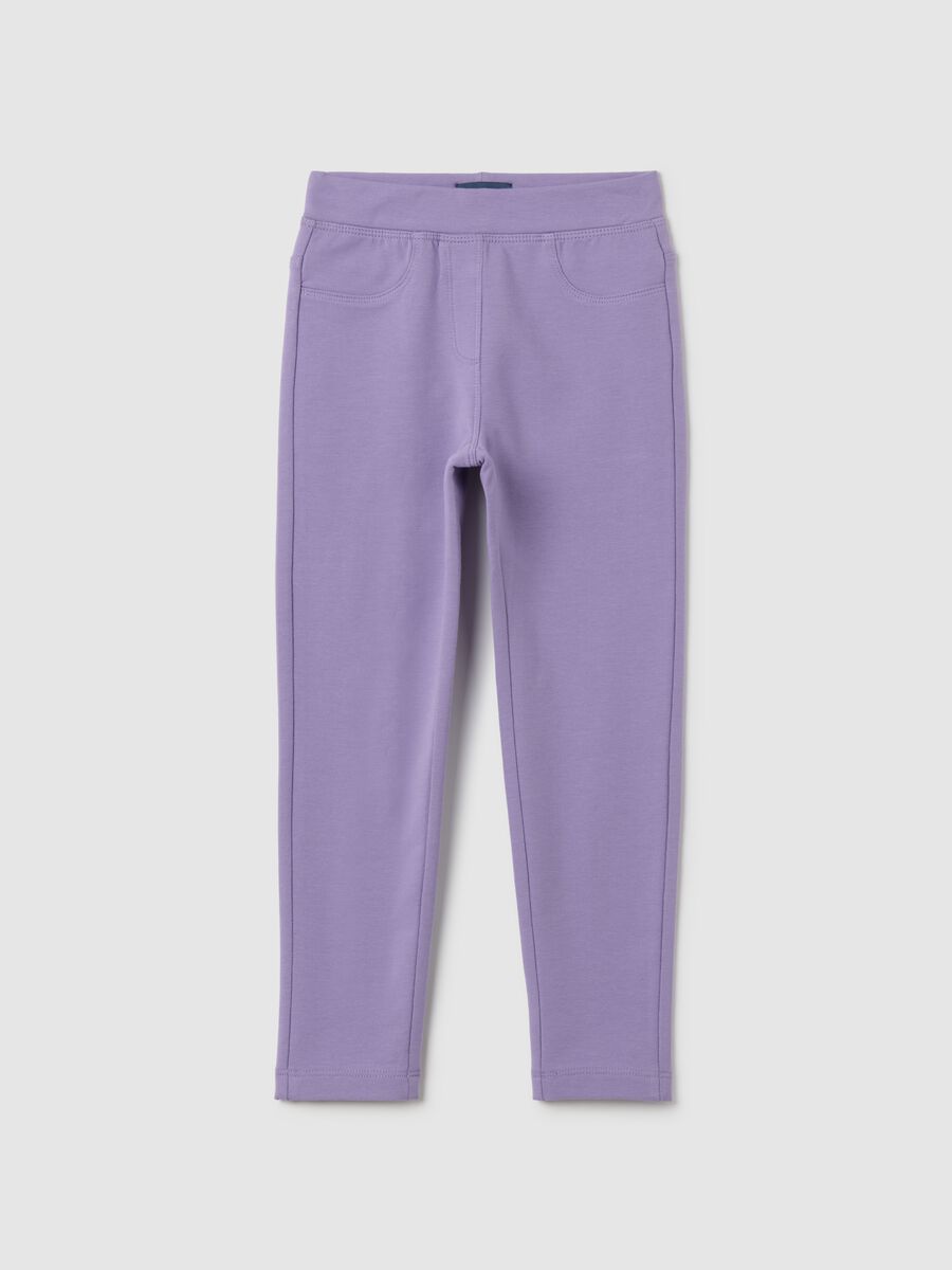 Girls' Purple Slim Fit Cotton Leggings_0