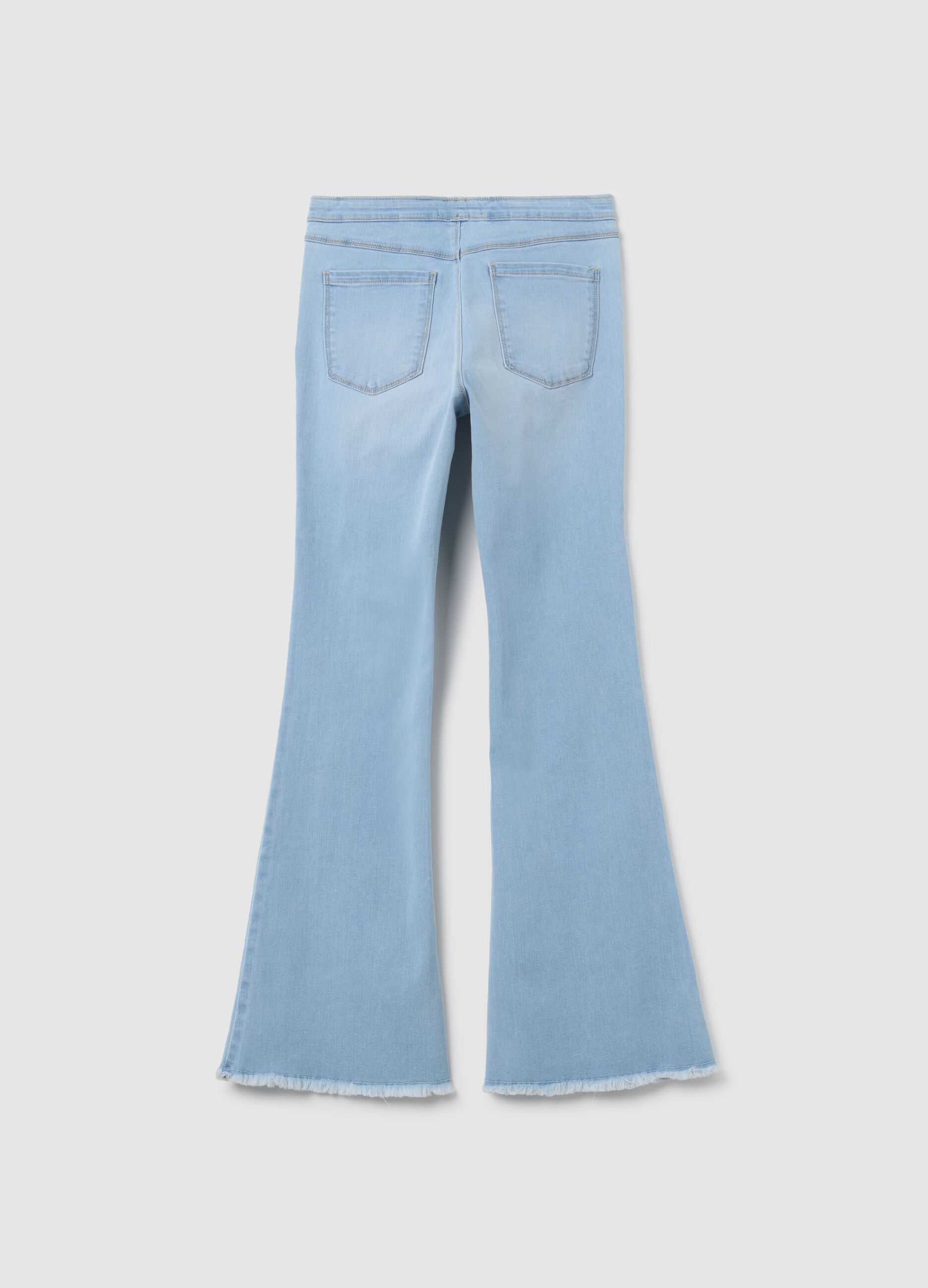 Jeggings da ragazze in denim azzurro flare