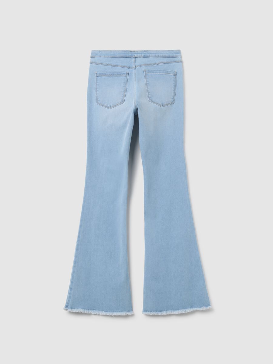 Jeggings da ragazze in denim azzurro flare_1