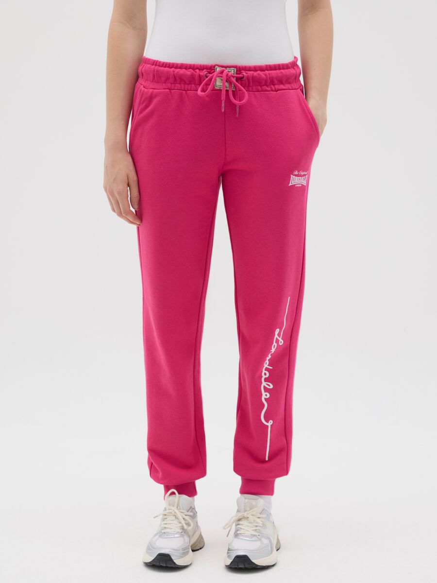 Women's pink cotton blend regular fit trousers Lonsdale_1