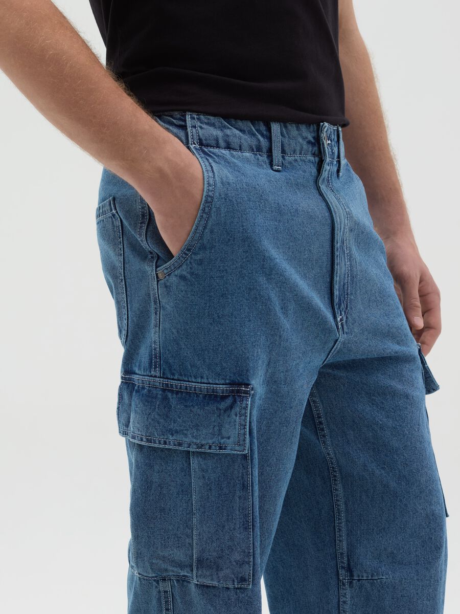 Acid wash cargo jeans_2