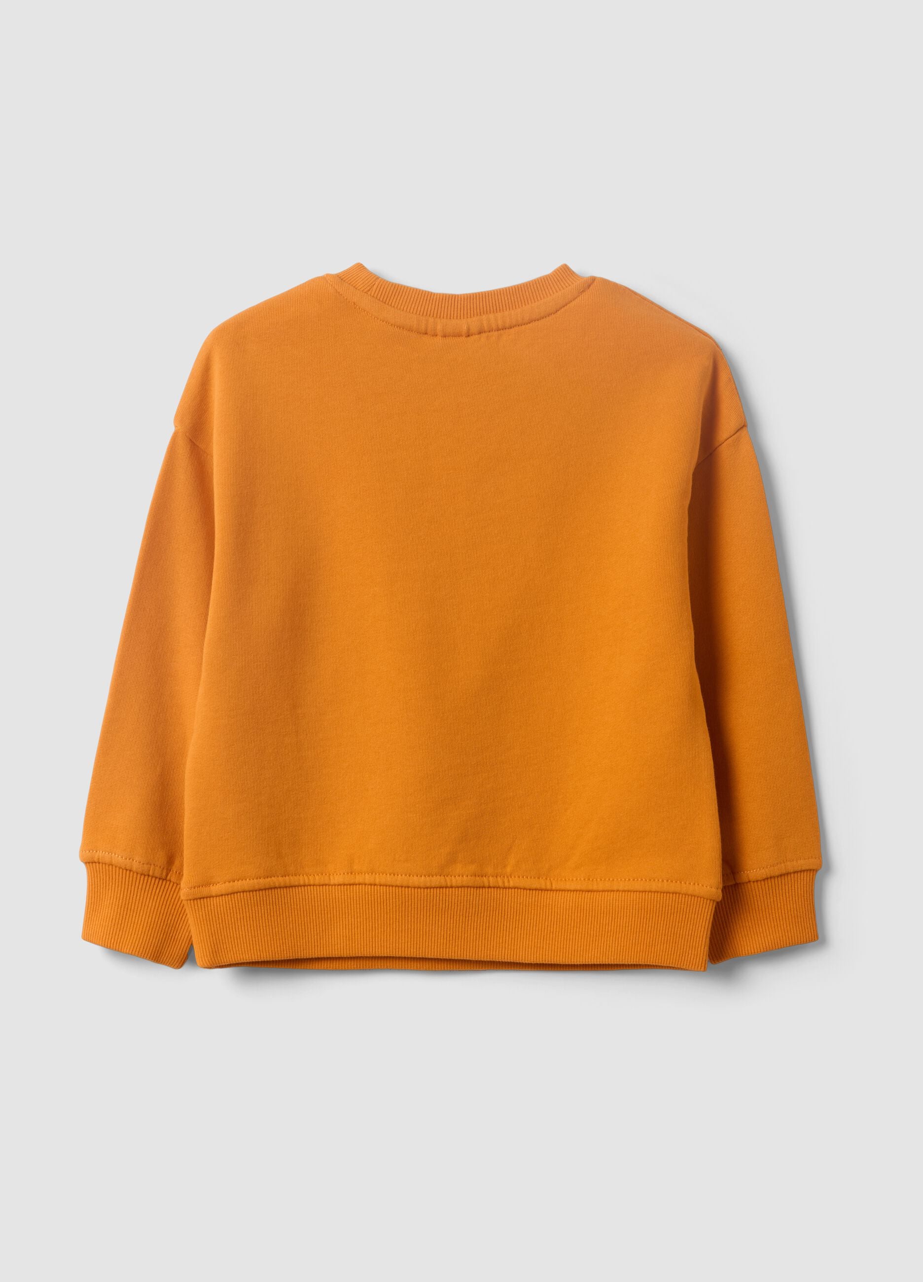 Orange oversized sweatshirt in pure organic cotton for boys