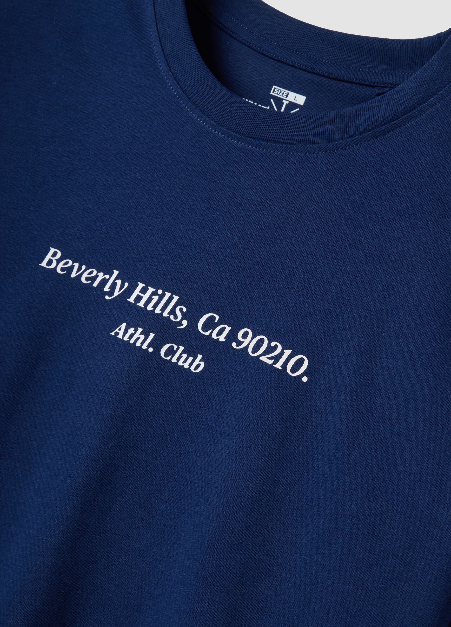 Blue slogan T-shirt in pure cotton, regular fit