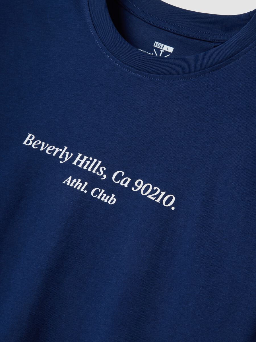 Blue slogan T-shirt in pure cotton, regular fit_1