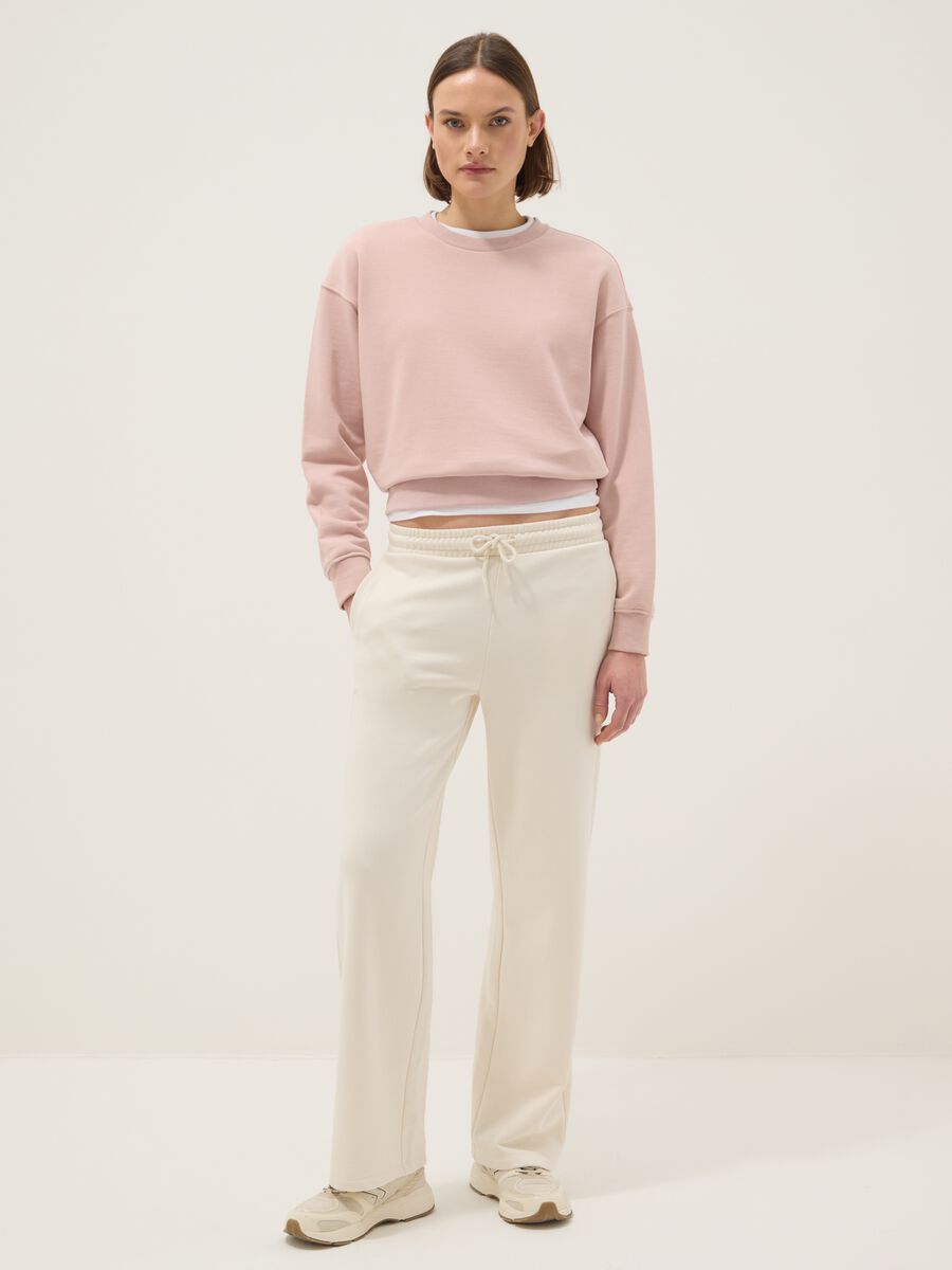 Pink cotton-blend sweatshirt in regular fit with round neck_1