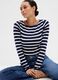 T-shirt a righe con scollo a barca_0