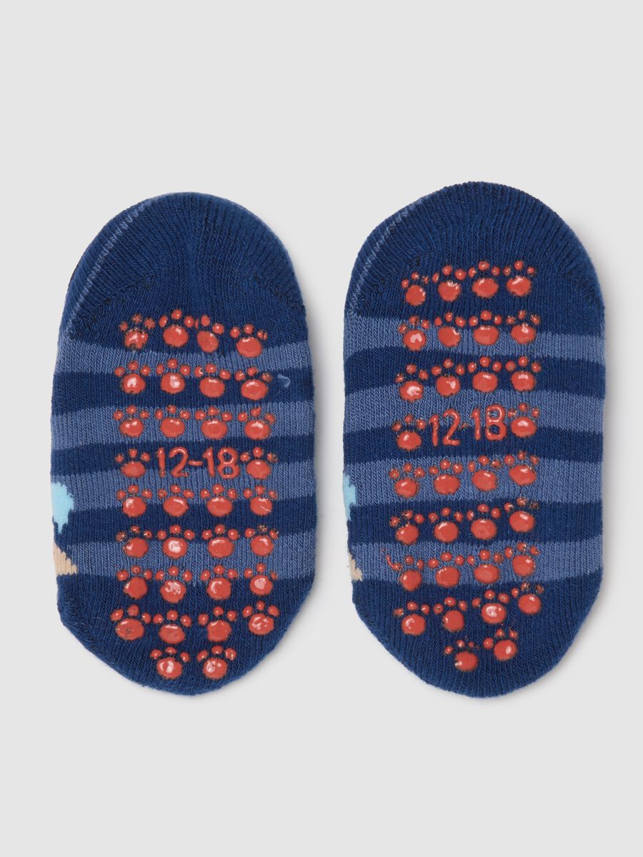Elasticated Blue Cotton Blend Baby Non-Slip Socks_2