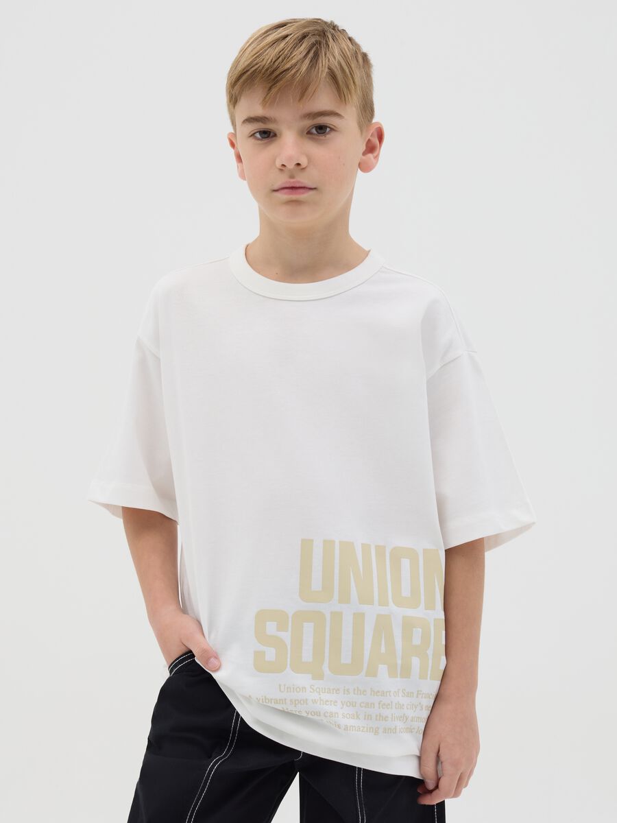 Over-fit T-shirt in cotton with "Union Square" print_0