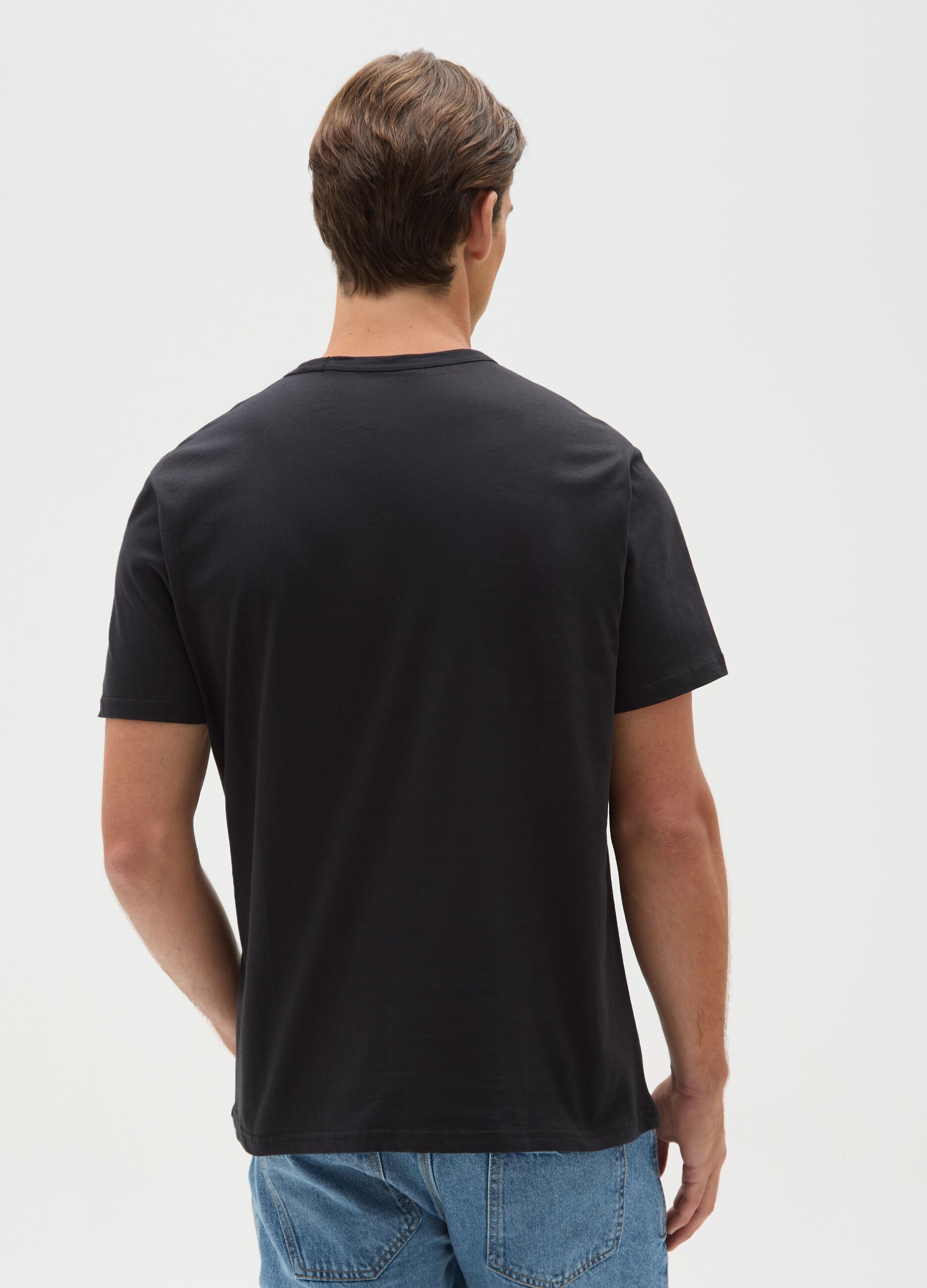 Men's black pure cotton t-shirt regular fit