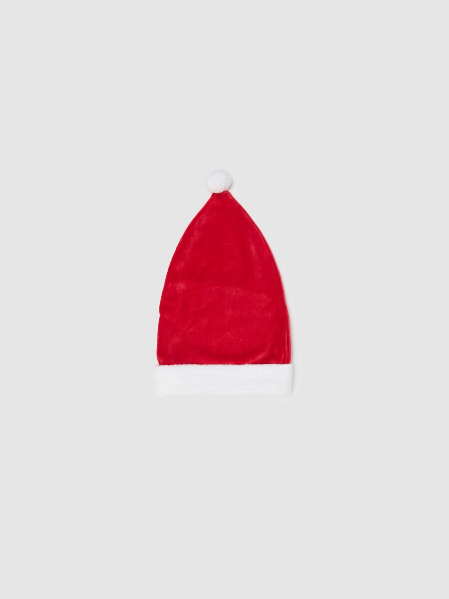Cappello natalizio da neonato in velour rosso_1