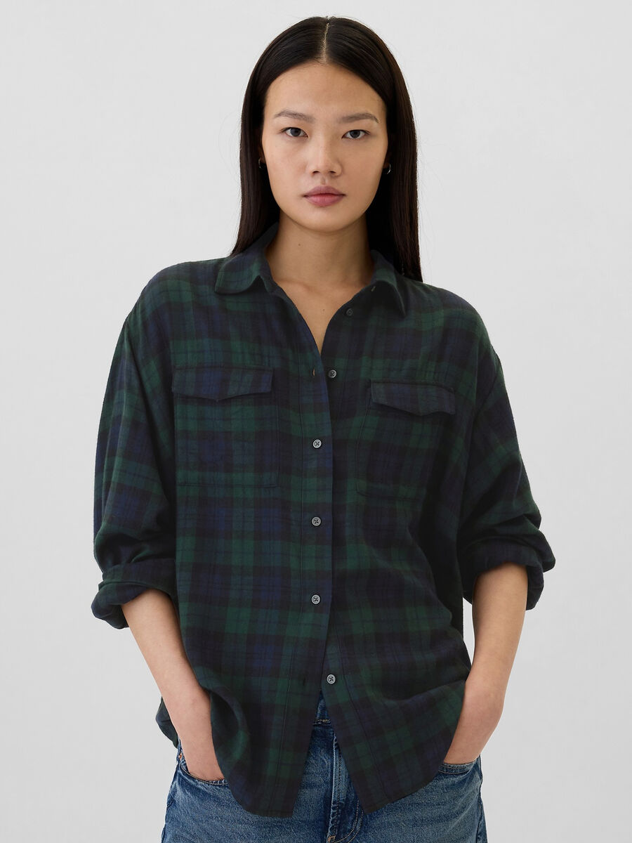 Check flannel shirt with pockets_0