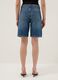 Dark blue denim pure cotton wide-leg shorts_2