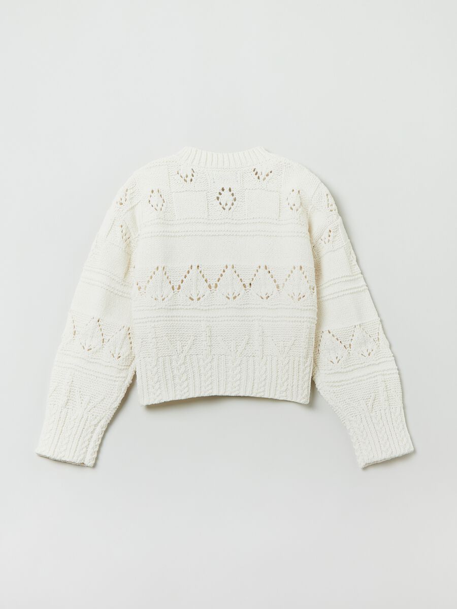 Cardigan in ciniglia con trama traforata_1