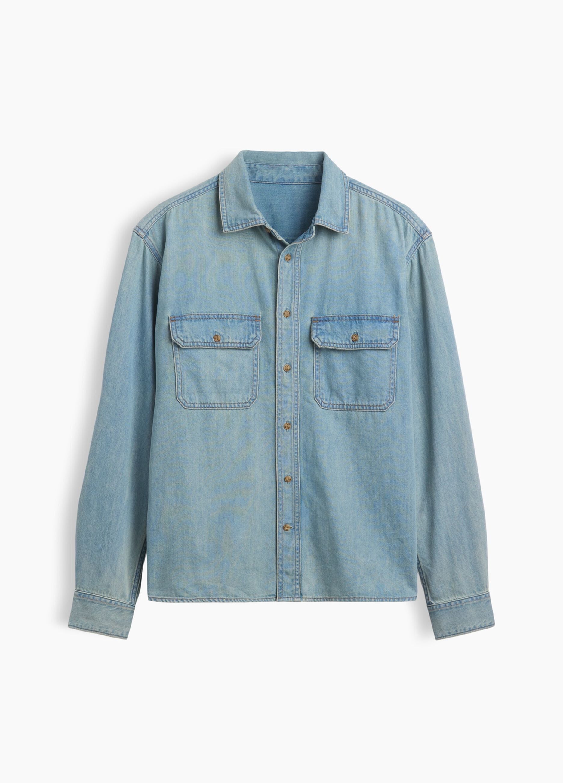 Denim shirt in a cotton and lyocell blend with two pockets