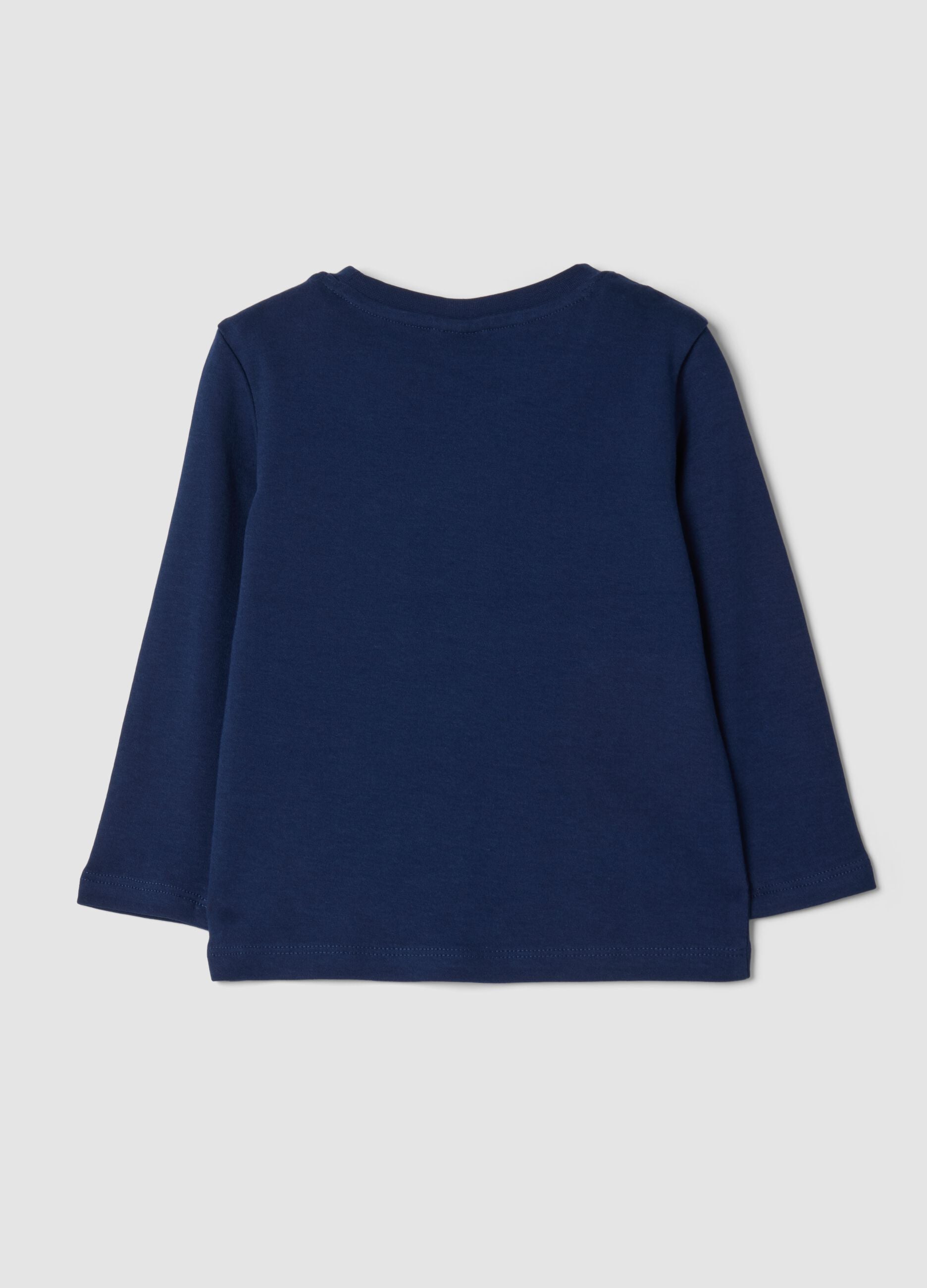 Maglietta blu navy in puro cotone organico con girocollo