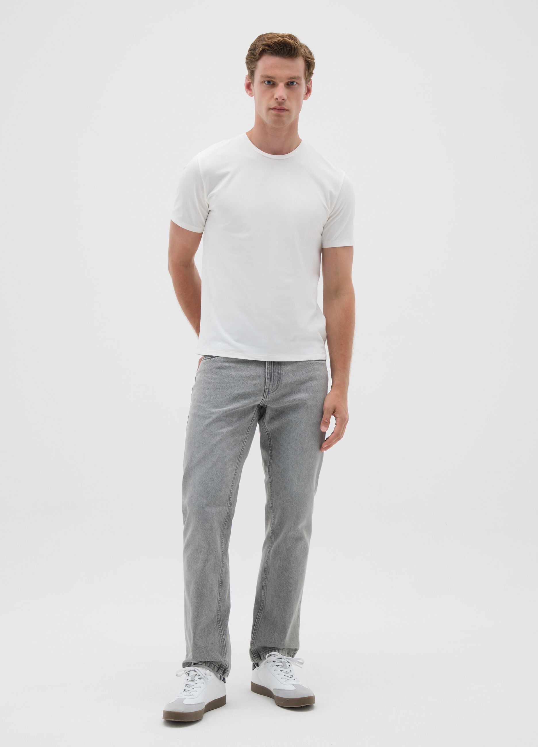 Men's White Stretch Cotton T-Shirt