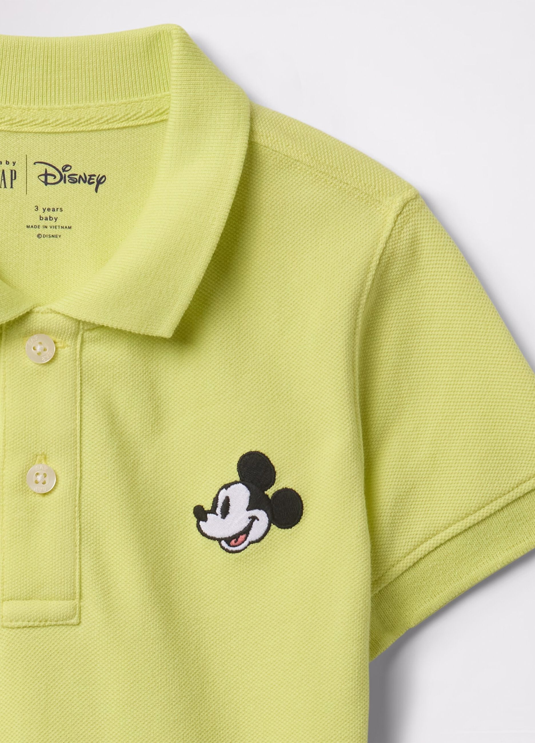 Cotton polo shirt with embroidered Mickey Mouse