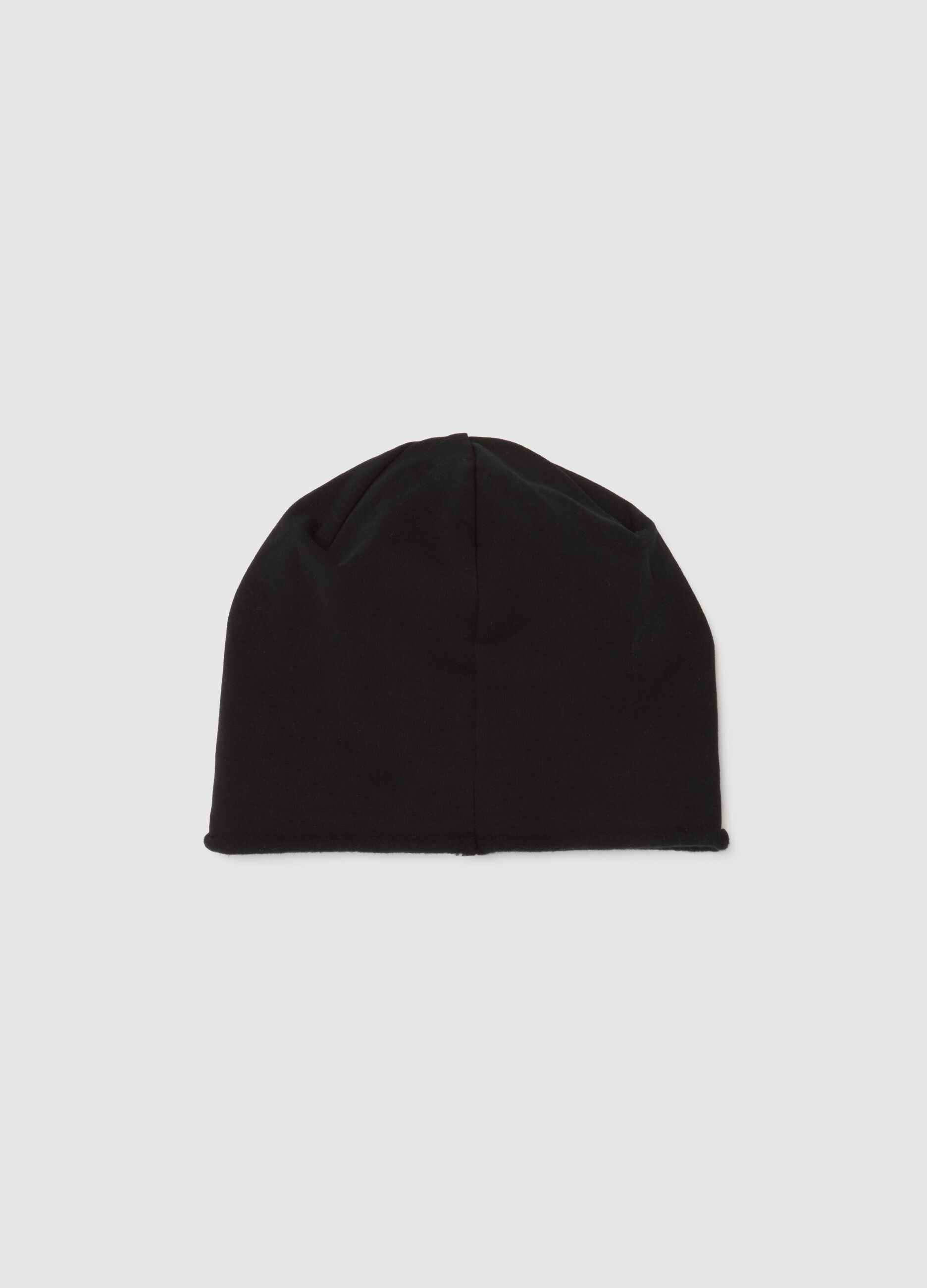 Cappello da bambino in cotone nero elasticizzato