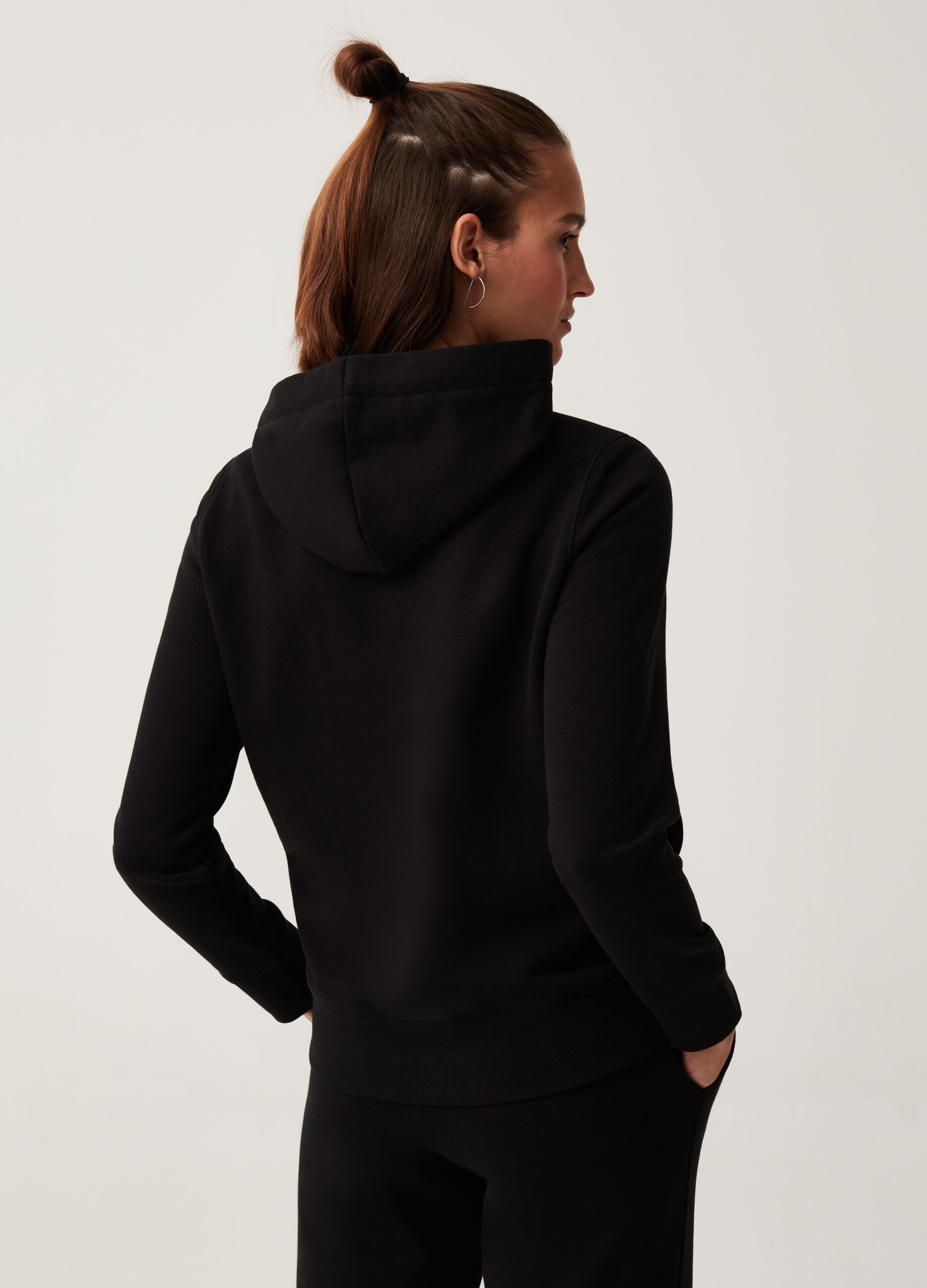 Fitness full-zip fleece sweatshirt with hood