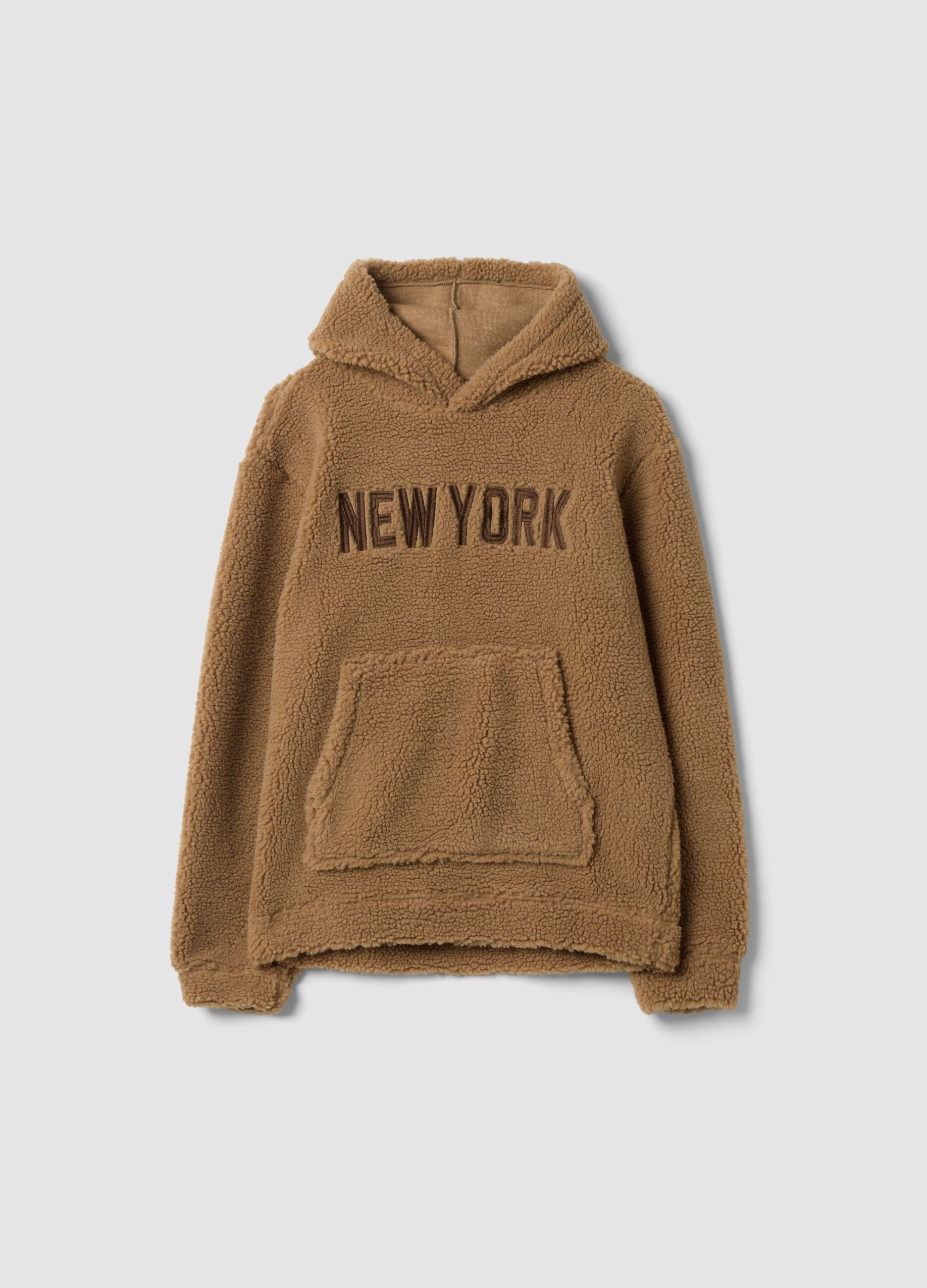 Light brown hooded sweatshirt, relaxed fit
