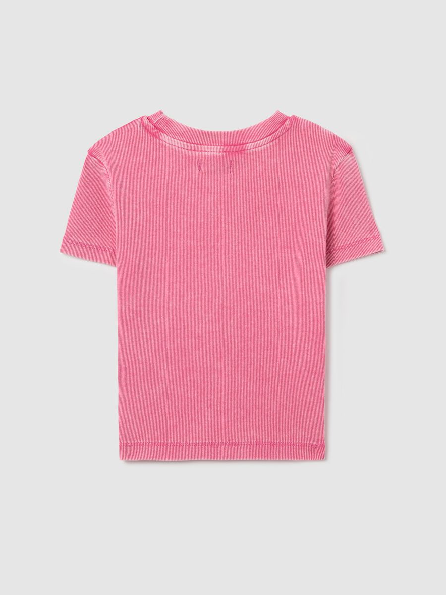T-shirt a costine con scollo rotondo_4